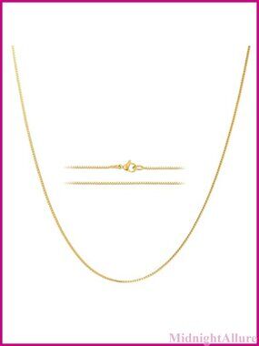 24K Gold Plated Stainless Steel Box Chain Necklace 1.2mm Dainty Layering